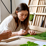 **

A vibrant, hands-on eco-design workshop scene. Participants are actively engaged, examining bio-sourced materials like linen and hemp. Include tools and prototypes, emphasizing the collaborative and creative atmosphere. The style should be modern and inspiring, with a focus on sustainability. The setting should evoke a Parisian atelier vibe.

**