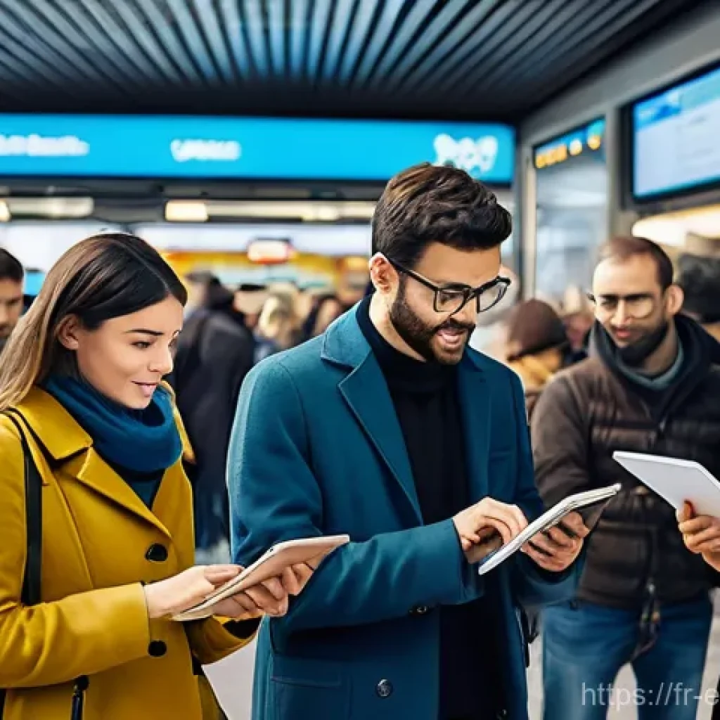 디자인 사고와 에코디자인 - **Prompt 1: Human-Centered Design in a Parisian Hub**
"A bustling, modern train station in Paris...