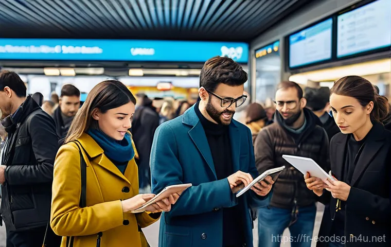디자인 사고와 에코디자인 - **Prompt 1: Human-Centered Design in a Parisian Hub**
    "A bustling, modern train station in Paris...