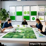 에코디자인 취업 준비 팁 - A modern eco-design workshop scene in a French industrial setting, featuring diverse young professio...